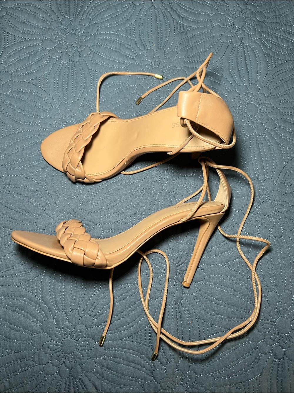 Express Women’s Strappy Braided Lace-Up High Heel Sandals - Nude Size 9